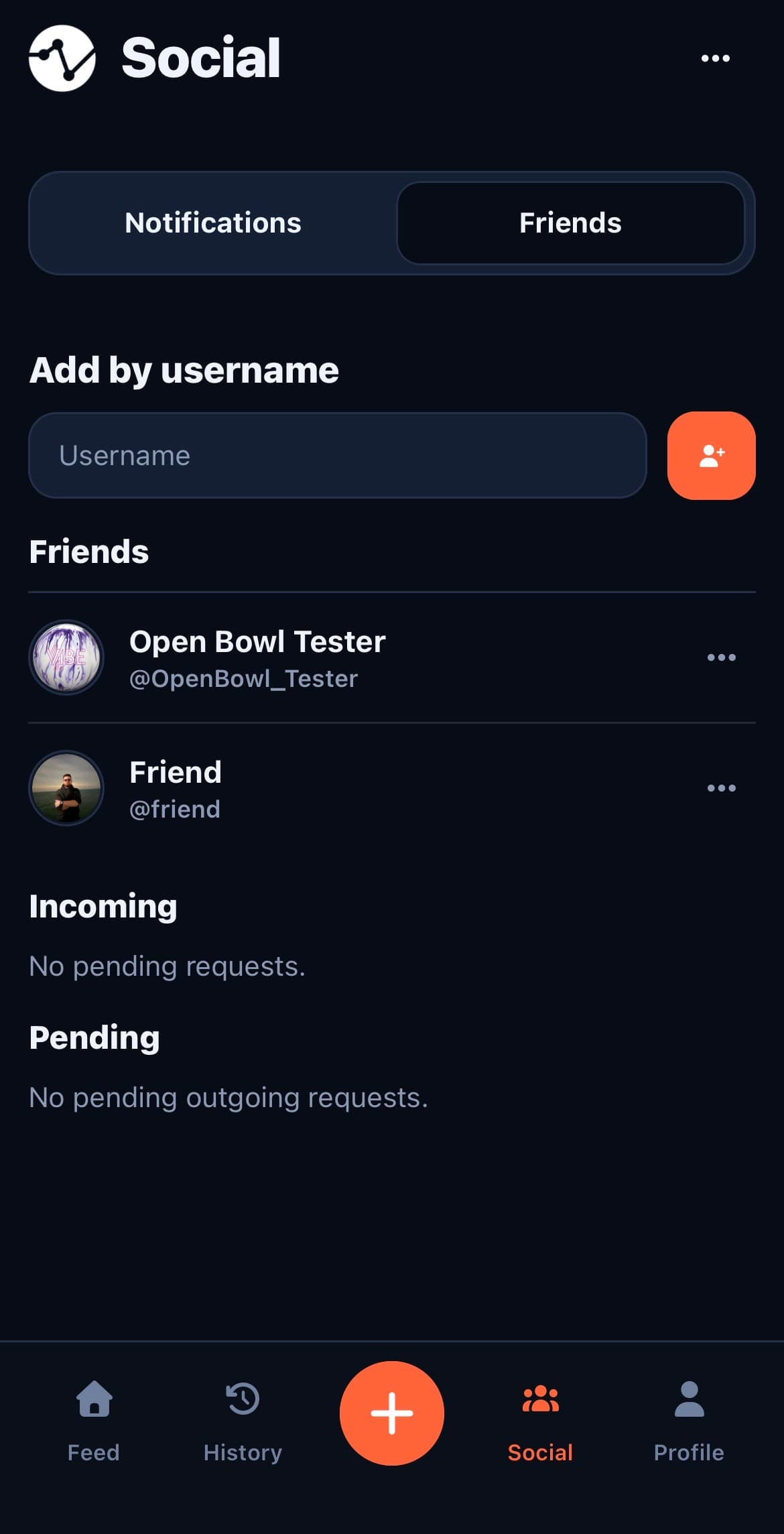 Open Bowl friends screen